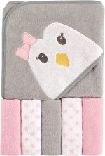 Luvable Friends Unisex Baby Hooded Towel with Five Washcloths, Duck, One Size